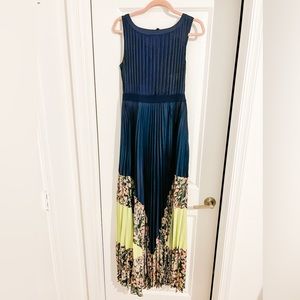 Navy blue and lime green BCBG maxi dress